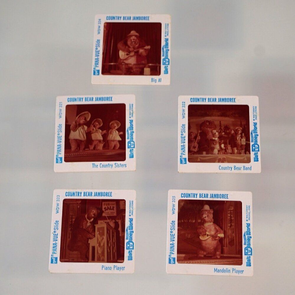 Vintage Lot of 5 Pana-Vue Film Slides Walt Disney World Country Bear Jamboree